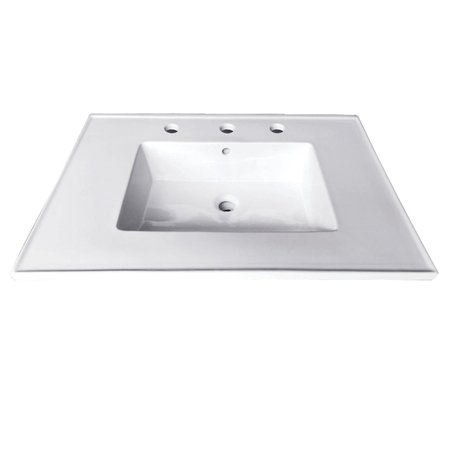 FAUCETURE Continental 25"x22" Ceramic Vanity Top W/ Integrated Basin 3H, White LBT25227W38